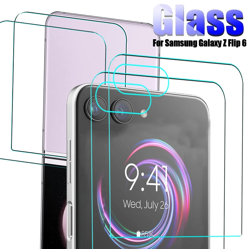 4 IN 1 Flip6 Outer Screen Protectors For Samsung Galaxy Z Flip 6 5G HD Clear Anti-scratch Tempered Glass Protective Films