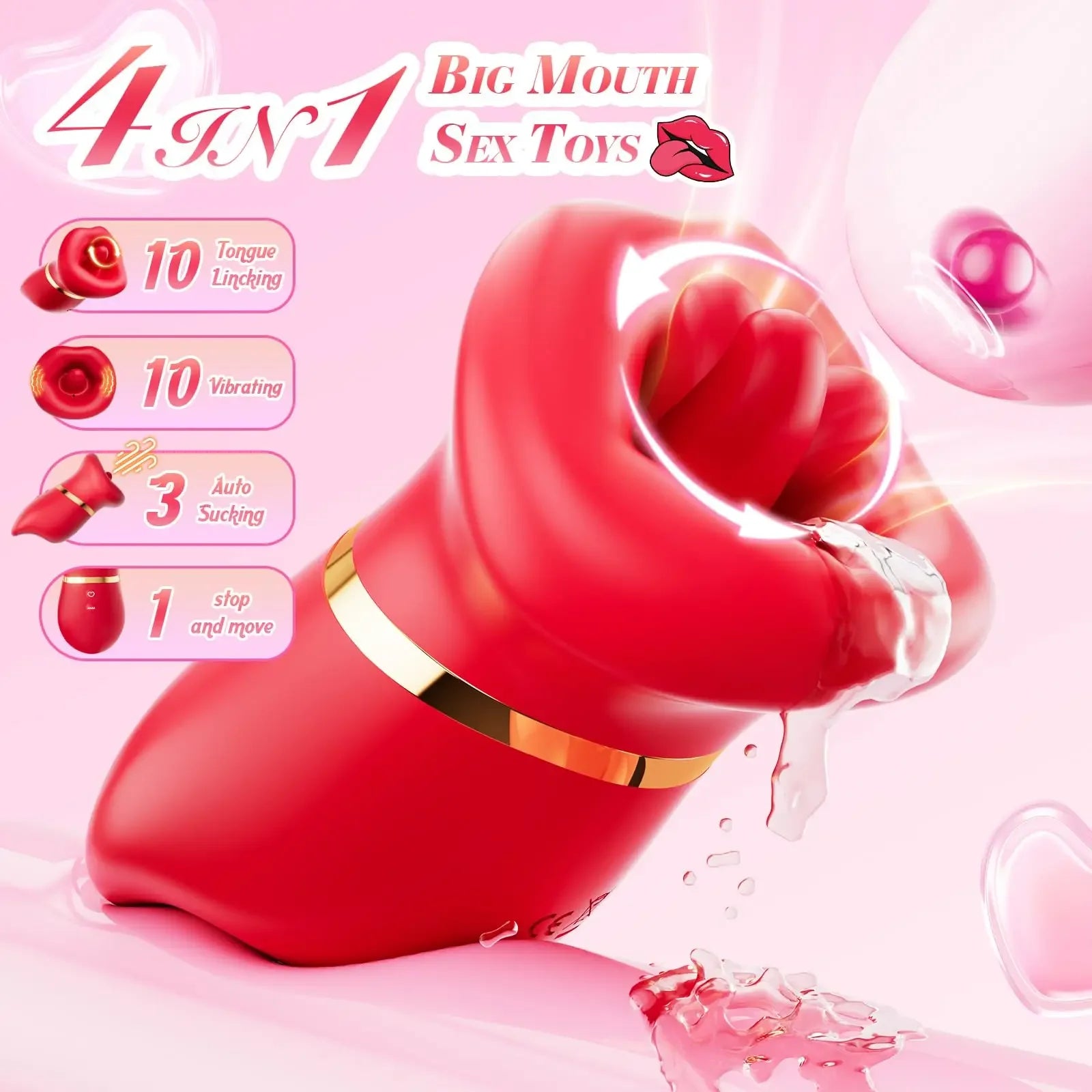 Gtooza4 IN 1 Rotate Mouth Suction Clitoral Vibrator  Women Nipple Tongue Licking Sucker Couple Masturbator Female Adult Sex Toys gtooza.com