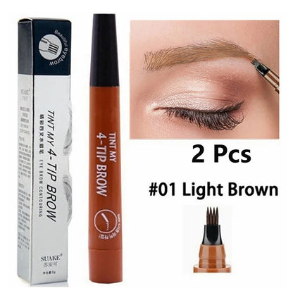 4 Point Eyebrow Pen Waterproof Liquid Eyebrow Pencil Long Lasting Eyebrow Tattoo Pen 4 oints eyebrow pen Cosmetics