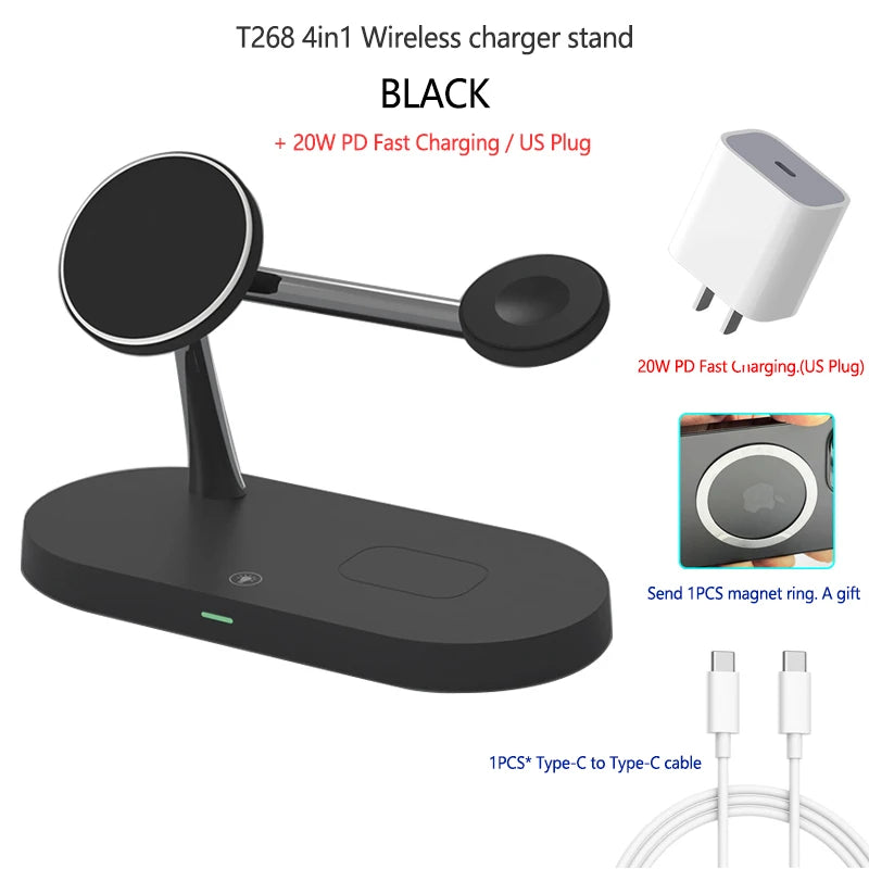 PC4 in 1 Magnetic 15W Wireless Charger Stand For iPhone 12 13 ProMax Apple