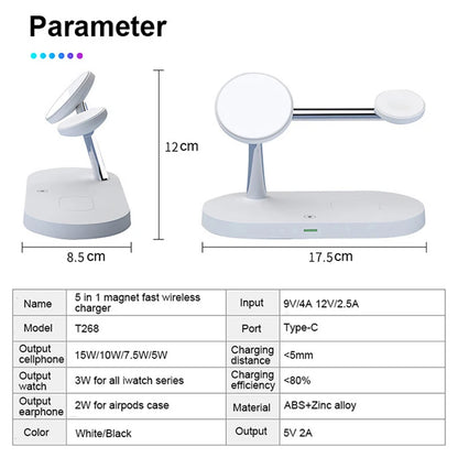 PC4 in 1 Magnetic 15W Wireless Charger Stand For iPhone 12 13 ProMax Apple