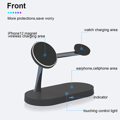 Support de chargeur sans fil magnétique PC4 en 1 15 W pour iPhone 12 13 ProMax Apple