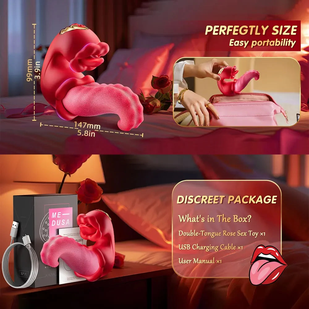 4 in 1 Tongue Vibrator  Vagina Clitoris Anus Couples Flirting Adult Sex Toy  Women Multi-Speed Licking & Suction Device