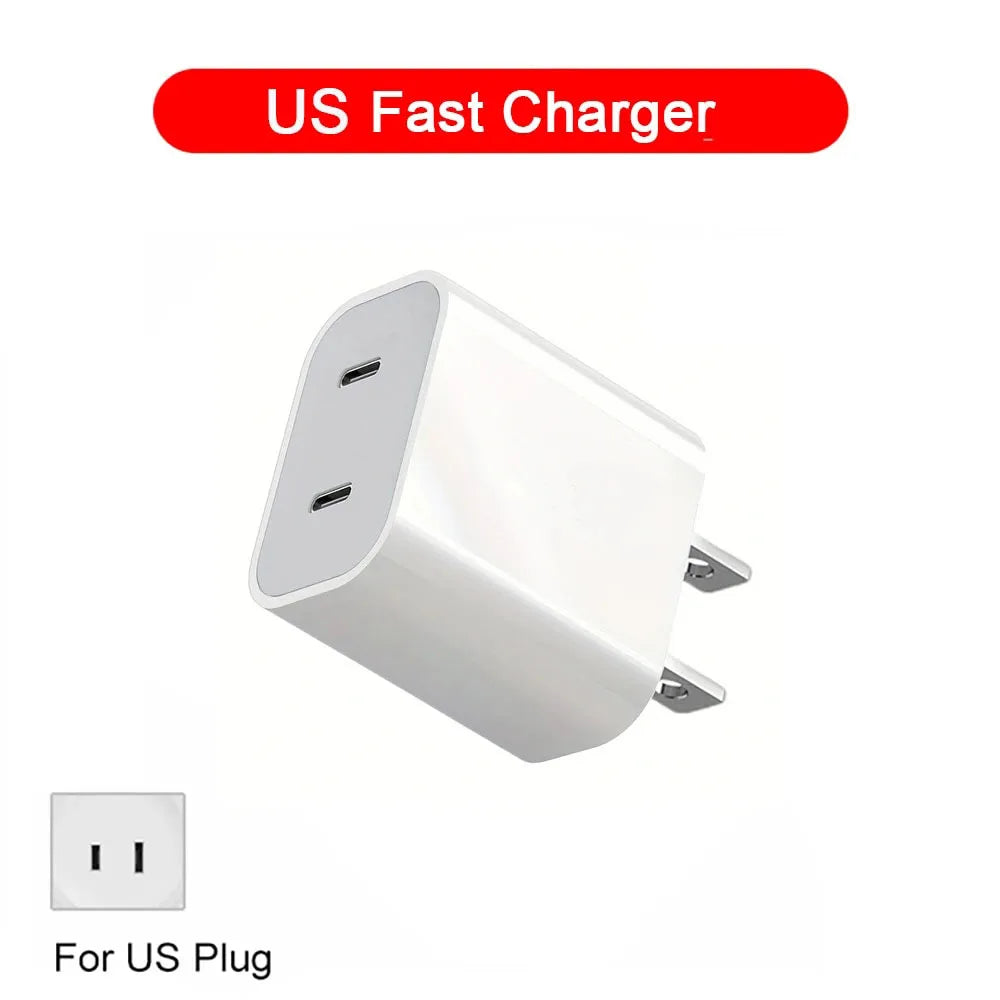 PC 40W Dual USB C PD Charger Quick Charge USB-C Type C Fast Phone Charger Adapter  iPhone 15 14 13 Pro Max iPad Air Wall Charger