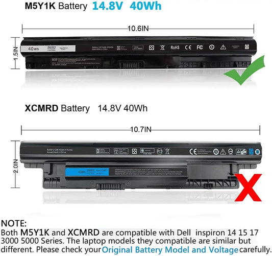 PC 40WH M5Y1K 14.8V Laptop Battery  All Dell Inspiron 14 15 17 5000 3000 Series 5559 5558 i3558 3567 5755 5756 5458 5759 5758