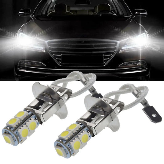 Lot de 2 ampoules LED H3 12 V pour phares de voiture, feux antibrouillard, puces LED 5050, conduite automatique