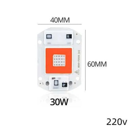 Lampe de croissance LED à spectre complet 220 V 110 V, puce COB 50 W 30 W 20 W, perles LED DI