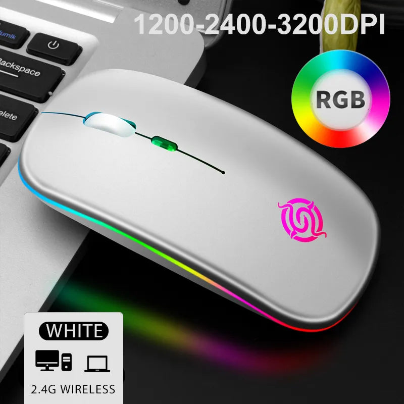 PCMice 2 4G Wireless Mouse RGB Light Honeycomb Gaming Rechargeable USB Desk