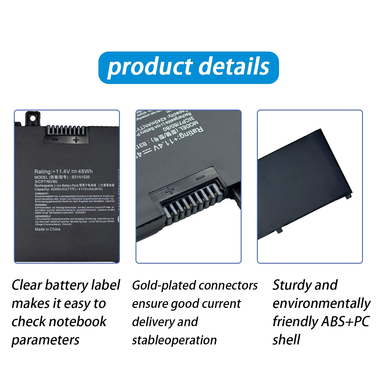 PC 48wh B31N1535 Battery For ASUS ZenBook UX310 UX310UA UX310UQ UX410 UX410U UX410UA UX410UQ U4000U U400UQ RX310U new Battery