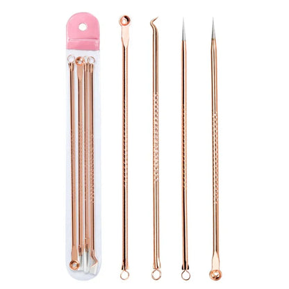 4PCS Acne Blackhead Comedone Black Spot Pimple Blemish Remover Skin Care Women Beauty Acne Treatment Pore Cleanser Needle Hook