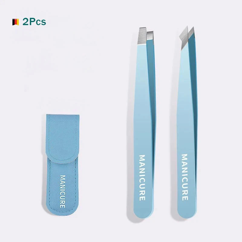 4Pcs High-Quality Eyebrow Tweezer Colorful Hair Beauty Fine Hairs Puller Stainless Steel Slanted Brow Clips Removal Makeup Tools