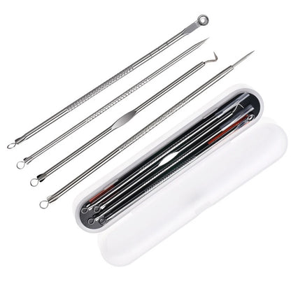 4Pcs/Set Acne Blackhead Removal Needles Stainless Pimple Spot Comedone Extractor Cleanser Beauty Face Cleaning Care Tools