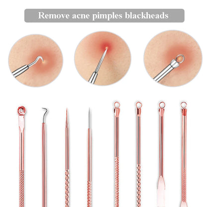 4Pcs Stainless Steel Blackhead Remover Tool Kit Face Massage Whitehead Pimple Spot Comedone Acne Extractor Face Massager