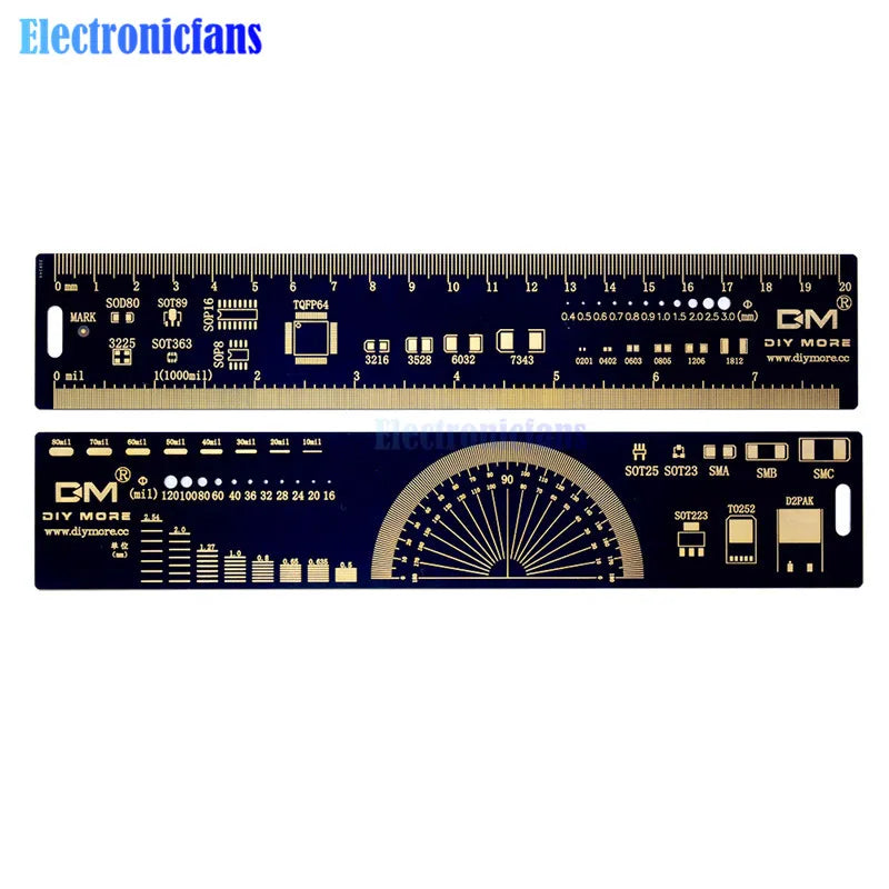 4cm 15cm 20cm 25cm Multifunctional PCB Ruler Measuring Tool Resistor Capacitor Chip IC SMD Diode Transistor Package Electronic