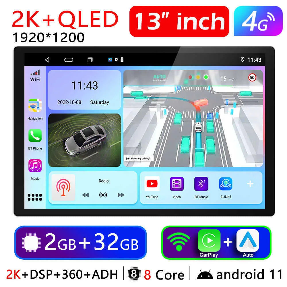 New New 2 Din Android 7 9 10 13 Inch Car Multimedia Video Player 2DIN Stere