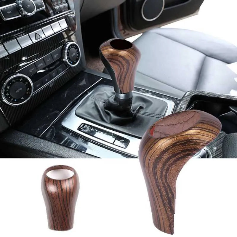 New New Car Gear Shift Knob Cover Trim Wood Grain Style Car Interior Shift