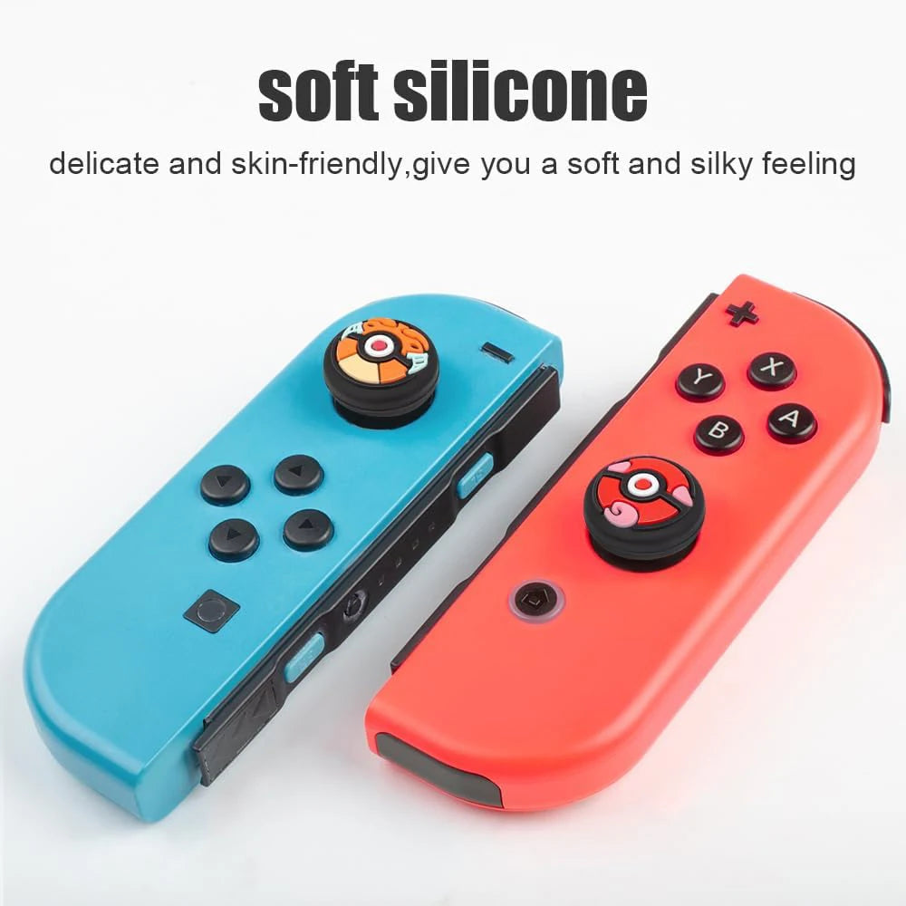 4pcs Cartoon Silicone Analog Thumb Grip Caps Compatible with Nintendo Switch OLED/Switch Lite/Switch Joystick Protective Cover