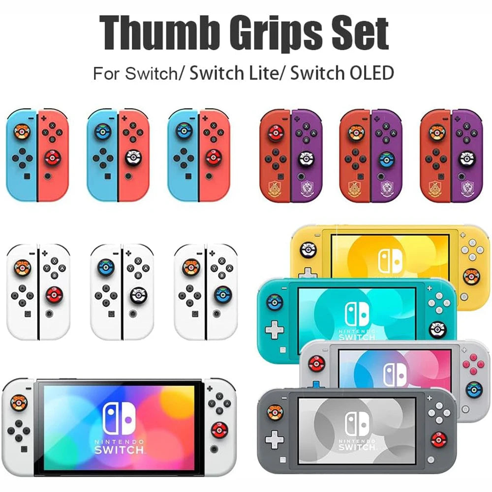 4pcs Cartoon Silicone Analog Thumb Grip Caps Compatible with Nintendo Switch OLED/Switch Lite/Switch Joystick Protective Cover