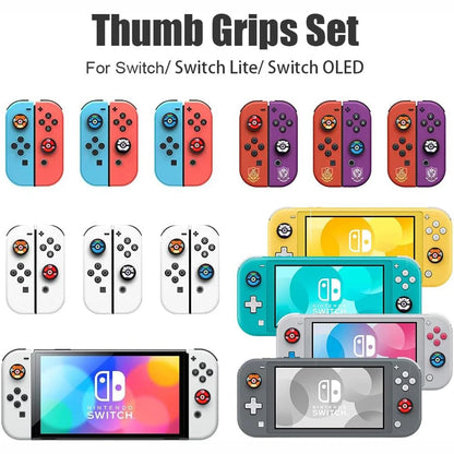 4pcs Cartoon Silicone Analog Thumb Grip Caps Compatible with Nintendo Switch OLED/Switch Lite/Switch Joystick Protective Cover