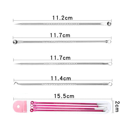 4pcs/Set Pore Cleanser Needle Black Spot Pimple Blemish Remover Skin Care Acne Blackhead Women Beauty Acne Face Clean Tools