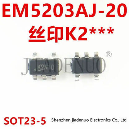 (5-10pcs)100% New EM5203AJ-20 silk screen K2 * * * package SOT-23-5 high side power electronic switch chipset