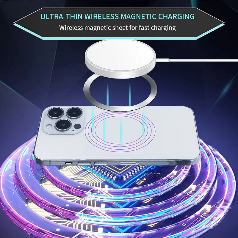 PC 5-s Magnetic Wireless Charger Universal Phone Metal Rings Sticker  Car Phone Magsafe Charger Iron Sheet Sticker  Iphone