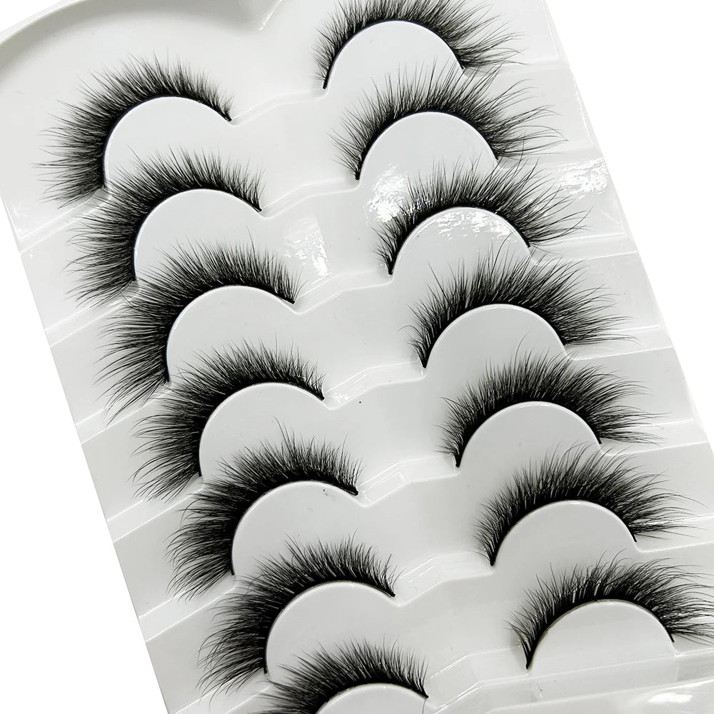 5/7 Pairs Soft Natural 3D Mink False Eyelashes Cat Eye Elongated Winged Lashes Faux Cils Make Up Beauty Tools Wholesale