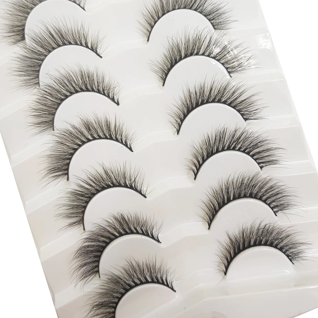 5/7 Pairs Soft Natural 3D Mink False Eyelashes Cat Eye Elongated Winged Lashes Faux Cils Make Up Beauty Tools Wholesale