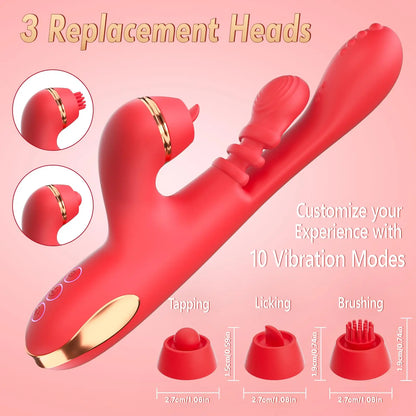 5 IN 1 Tapping Thrusting Dildo Vibrator  Women G Spot Vibrator Kneading Clit Stimulator Female Masturbator Adult Sex Toys ﻿