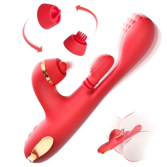 5 IN 1 Tapping Thrusting Dildo Vibrator  Women G Spot Vibrator Kneading Clit Stimulator Female Masturbator Adult Sex Toys ﻿