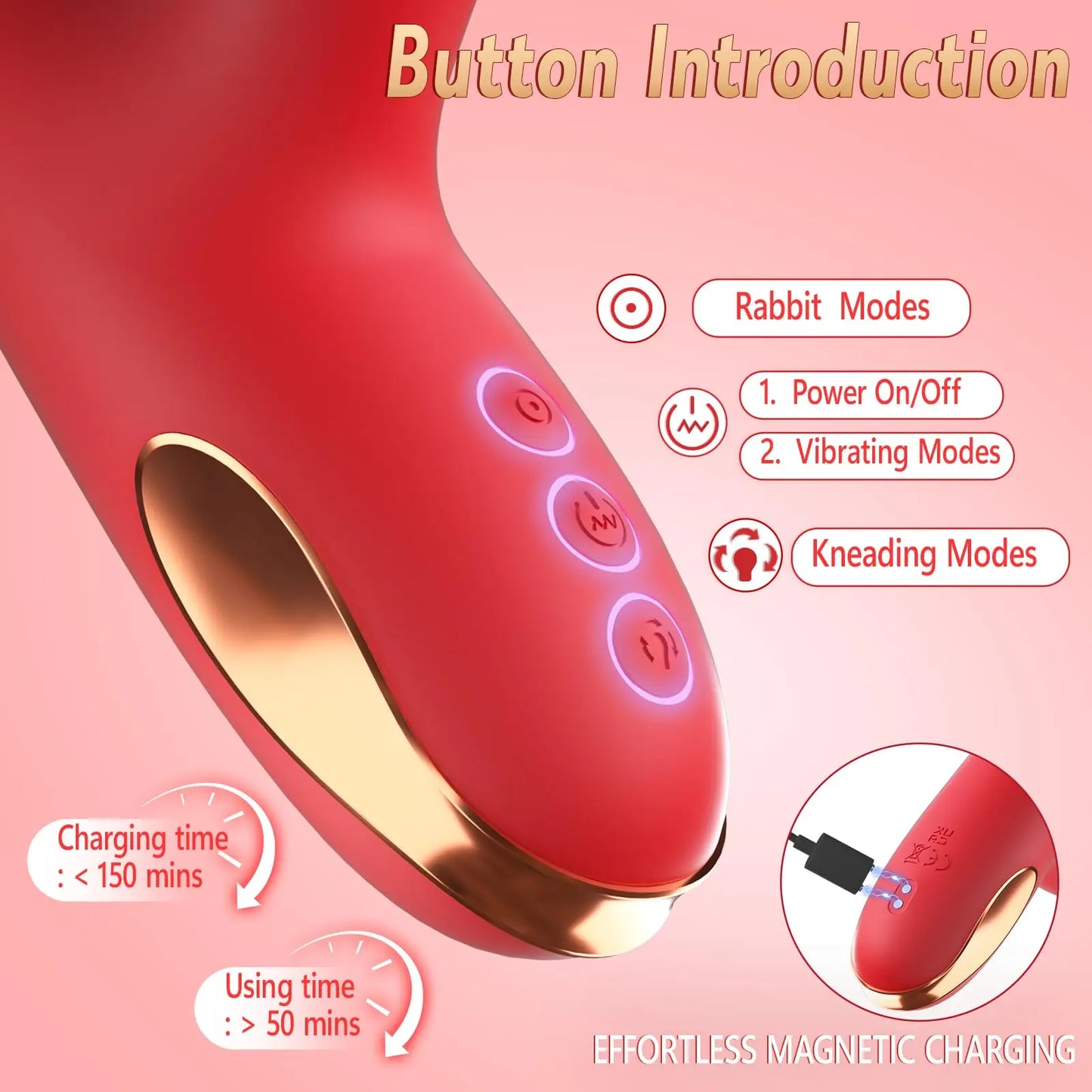 5 IN 1 Tapping Thrusting Dildo Vibrator  Women G Spot Vibrator Kneading Clit Stimulator Female Masturbator Adult Sex Toys ﻿