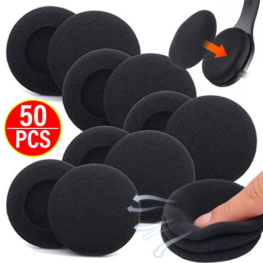 50-10PC Dustproof Foam Ear Pads Replacement Cushions Headphone Soft Protective Sleeve Earphone Headset Disposable Sponge Cover