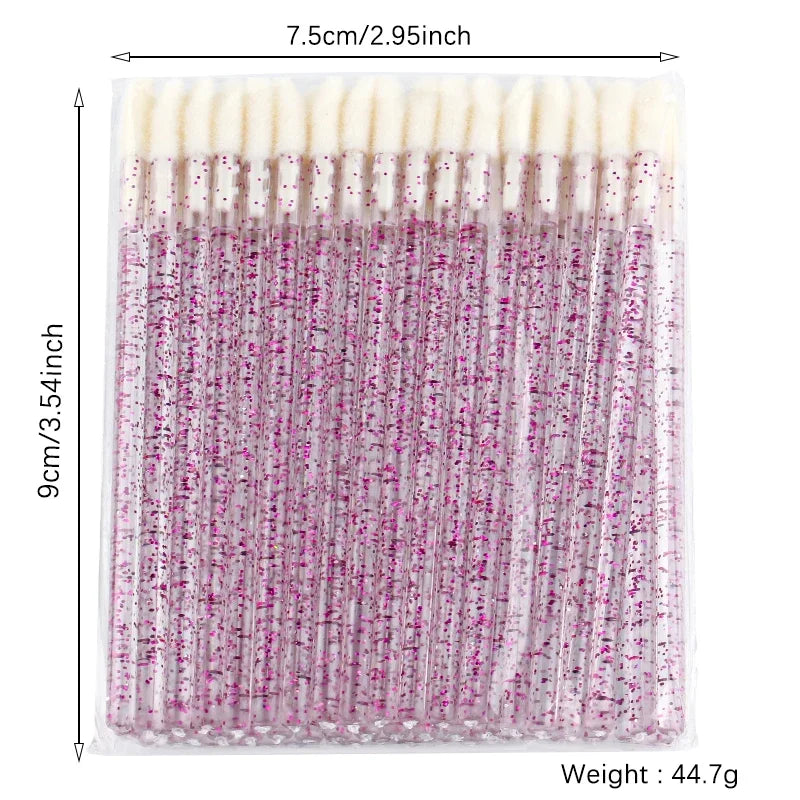 50 Pcs Makeup Brushes Crystal Lip Brushes Lipstick Wands Applicator Lip Gloss Wand Make up Products Beauty Cosmetic Applicators