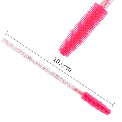 50 Pcs Silicone Crystal Mascara Wands Applicator Disposable Diamond Eyelash Brushes Comb  Women Beauty Makeup Brush Tools