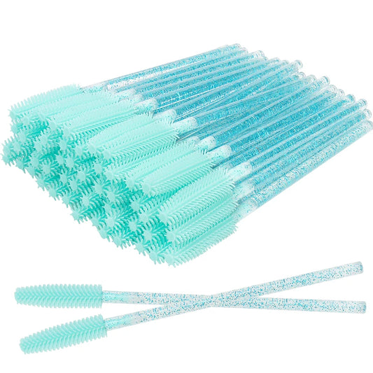 50 Pcs Silicone Crystal Mascara Wands Applicator Disposable Diamond Eyelash Brushes Comb  Women Beauty Makeup Brush Tools