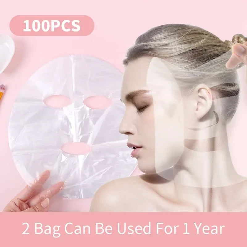 500/100pcs Facial Mask Paper Film Disposable Facial Plastic Wrap  Beauty Salons Transparent Face Mask Face Skin Care Tools