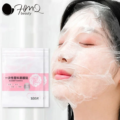 500/100pcs Facial Mask Paper Film Disposable Facial Plastic Wrap  Beauty Salons Transparent Face Mask Face Skin Care Tools