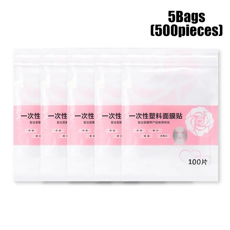 500/100pcs Facial Mask Paper Film Disposable Facial Plastic Wrap  Beauty Salons Transparent Face Mask Face Skin Care Tools