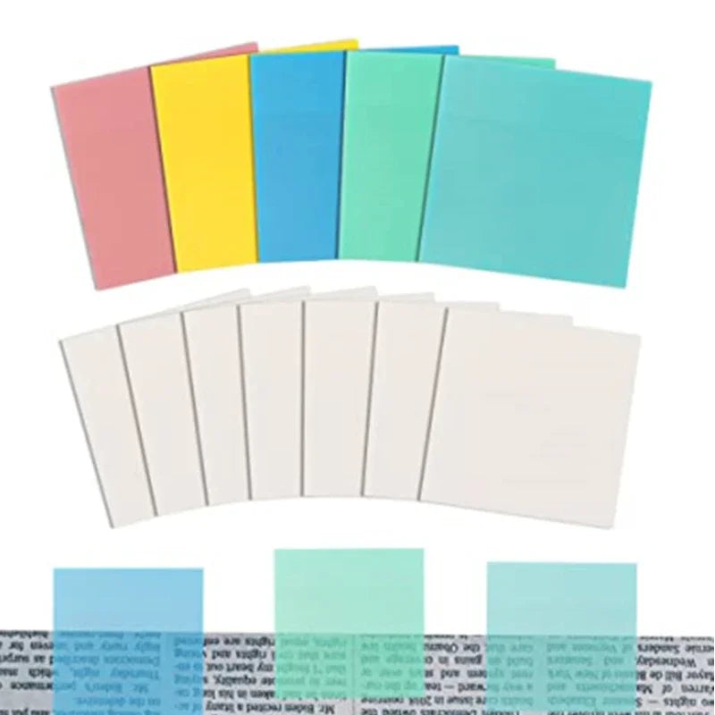 50Sheet Color Transparent PET Sticky Notes School Office Stationery Supplies Planner Sticker Index Tabs Sticky Memo Pads