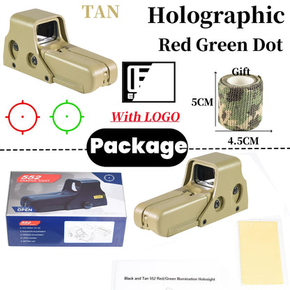 552 Holographic Red Green Dot Sight Tactical Optical Hunting Rifle Shotgun 20mm Picatinny/Weaver Rail RifleScope W/Marking