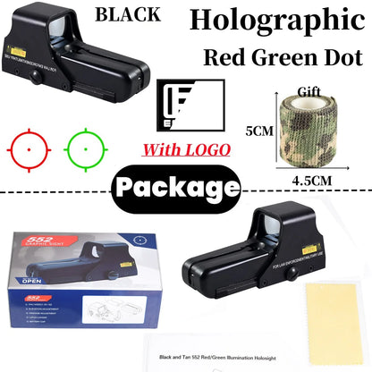 552 Holographic Red Green Dot Sight Tactical Optical Hunting Rifle Shotgun 20mm Picatinny/Weaver Rail RifleScope W/Marking