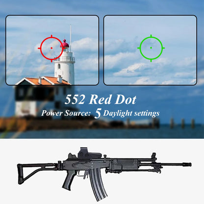 552 Holographic Red Green Dot Sight Tactical Optical Hunting Rifle Shotgun 20mm Picatinny/Weaver Rail RifleScope W/Marking