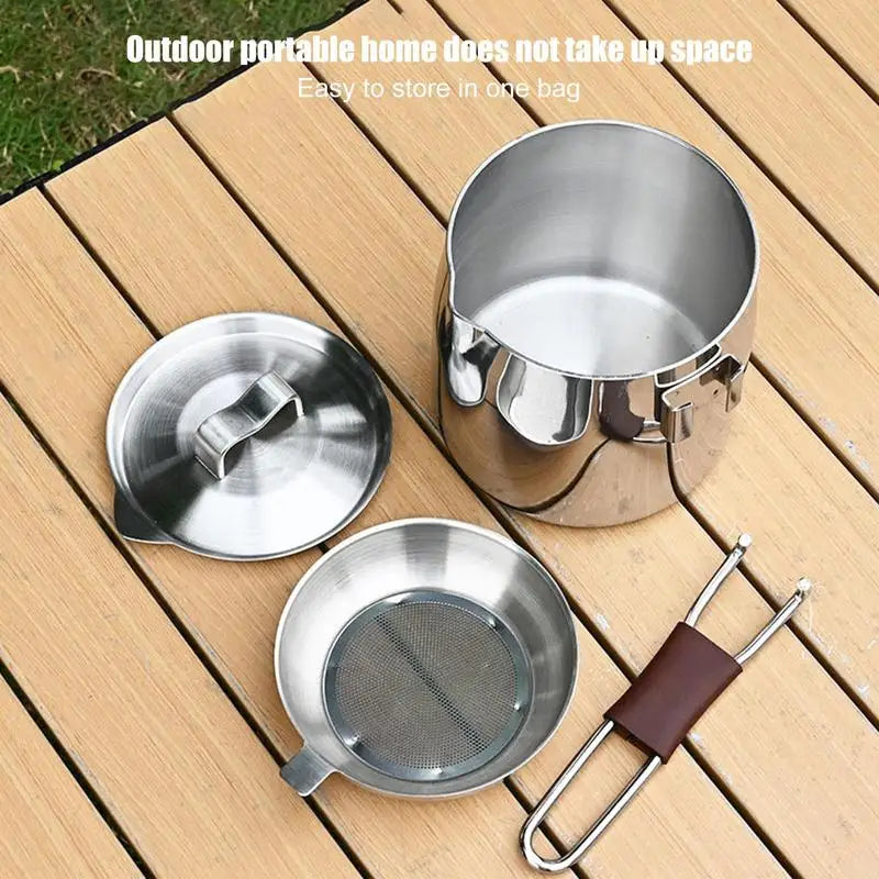 PC 572ml Camping Cooking Pot Outdoor Cooking Sauce Pot With Handle Frying P