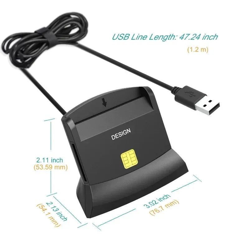 Lecteur de carte à puce USB 2.0 Wiisdatek 2024 Mémoire pour ID Bank EMV IC Chip Sma