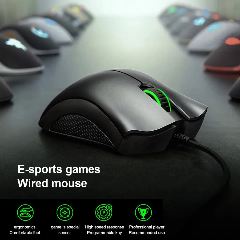 PCWired Gaming Mouse Programmable LED Backlit Mechanical Mice 6400DPI Ergon