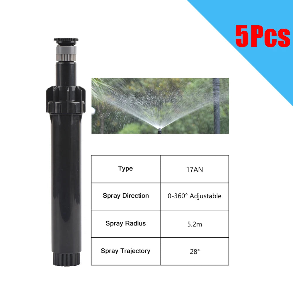 5PCS Adjustable 0~360 Degree Replacement Scattering Nozzles 1/2 Inch Popup Sprinklers Garden Lawn Irrigation Tool