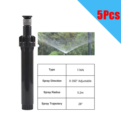 5PCS Adjustable 0~360 Degree Replacement Scattering Nozzles 1/2 Inch Popup Sprinklers Garden Lawn Irrigation Tool