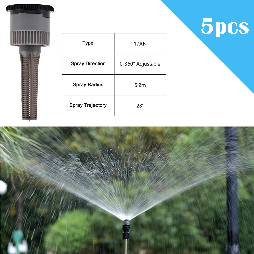 5PCS Adjustable 0~360 Degree Replacement Scattering Nozzles 1/2 Inch Popup Sprinklers Garden Lawn Irrigation Tool