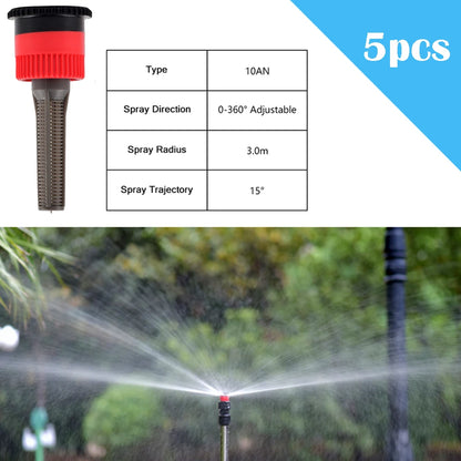 5PCS Adjustable 0~360 Degree Replacement Scattering Nozzles 1/2 Inch Popup Sprinklers Garden Lawn Irrigation Tool