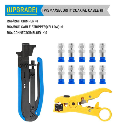 New RG6 RG59 RG7 RG11 Wire Stripper Crimping Tool Kit Coaxial Cable Crimper